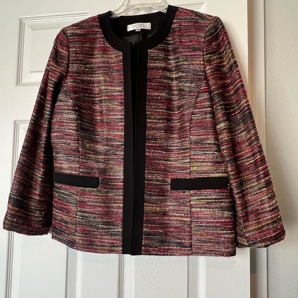 Kasper Women's Multicolor Long Sleeve Open Front Blazer - Size 12P